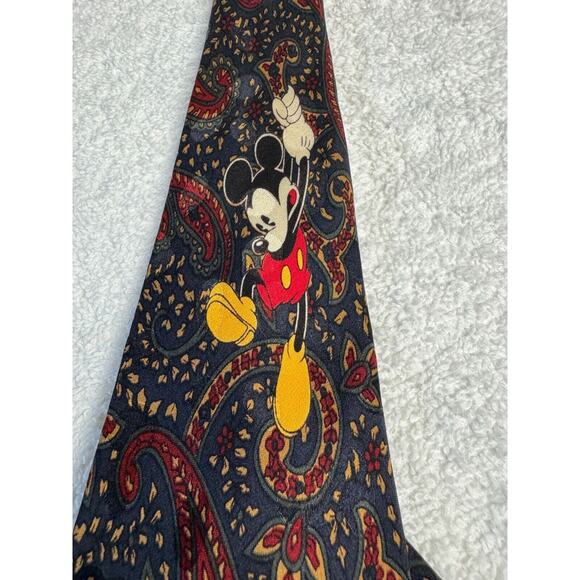 Vintage Hand Made Mickey Mouse 100% Silk Paisley Tie by The Disney Store - Picture 7 of 8